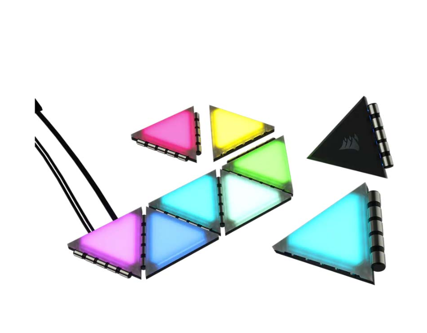 Bộ đèn chiếu sáng Corsair iCUE LC100 Smart Case Lighting Triangles - Hàng Chính Hãng