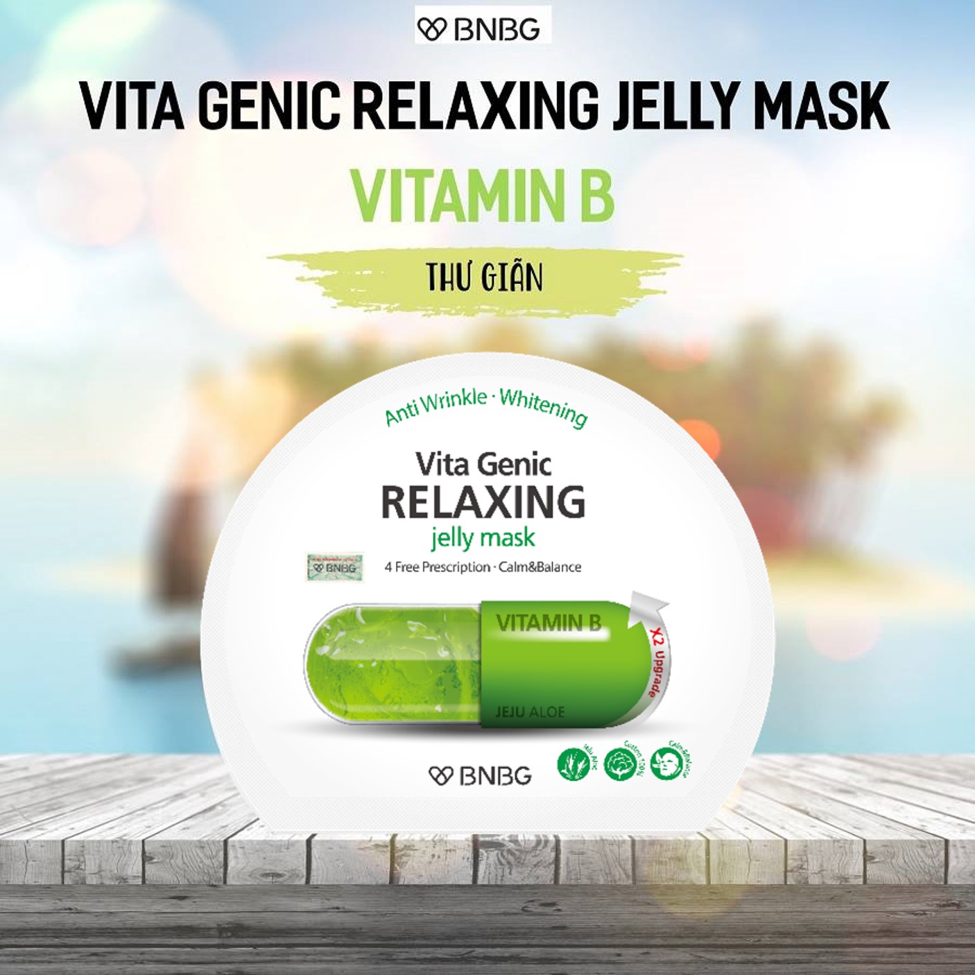 Combo 10 gói Mặt nạ giấy BNBG Vita Genic Jelly Mask 30ml x10 (Lifting, Whitening, Relaxing, Hydrating) Tặng 1 Lưới Tạo Bọt Rửa Mặt