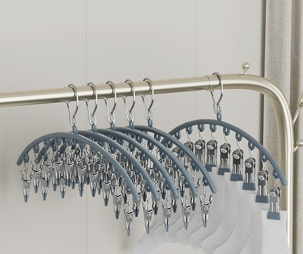 Móc Treo Quần Áo Hợp Kim 10 Kẹp Hình Cung