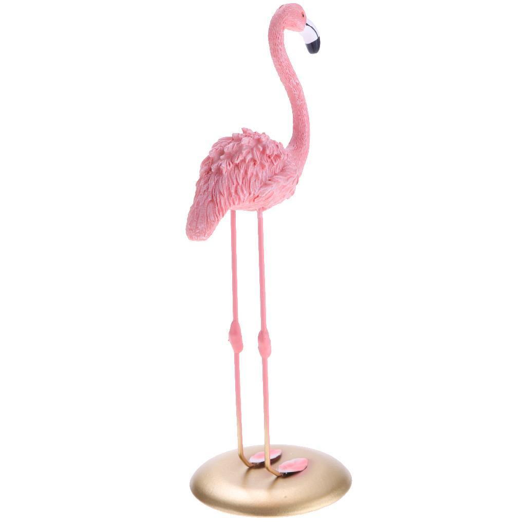 3pcs Flamingo Figurine Miniature Sculpture Glass Base Stand Table Ornament