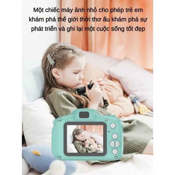 Máy Ảnh Mini Kỹ Thuật Số  Hoạt Hình Phù Hợp Với Trẻ Em Vui Chơi, Lưu Giữ Từng Khoảng Khắc-Tặng thẻ nhớ 16GB