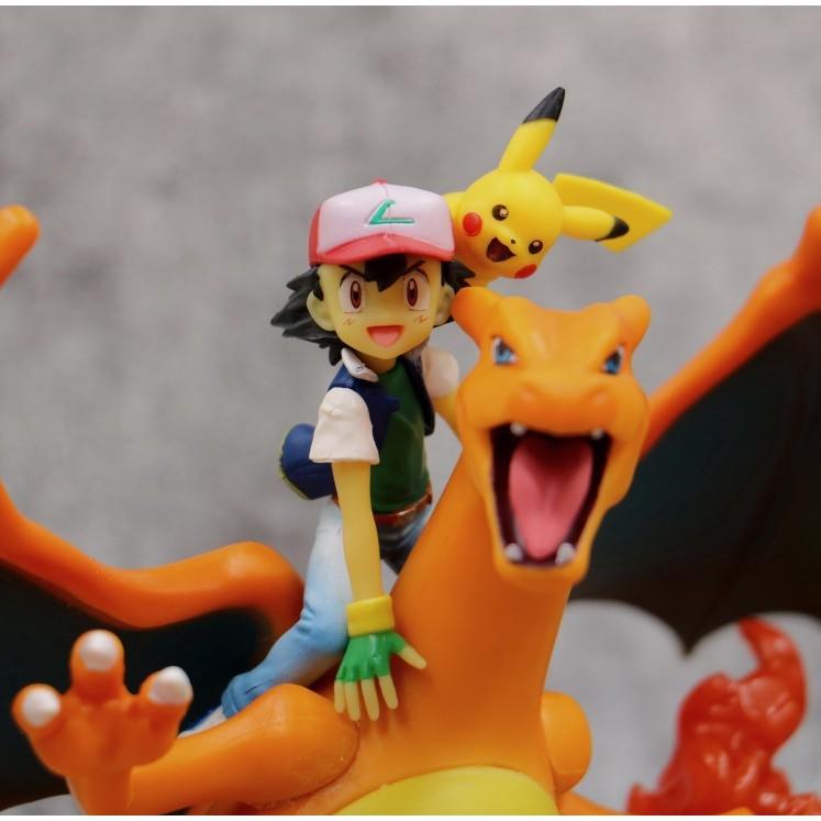 Mô Hình Poke mon Rồng phun lửa Xiaozhi Pikachu kết hợp
