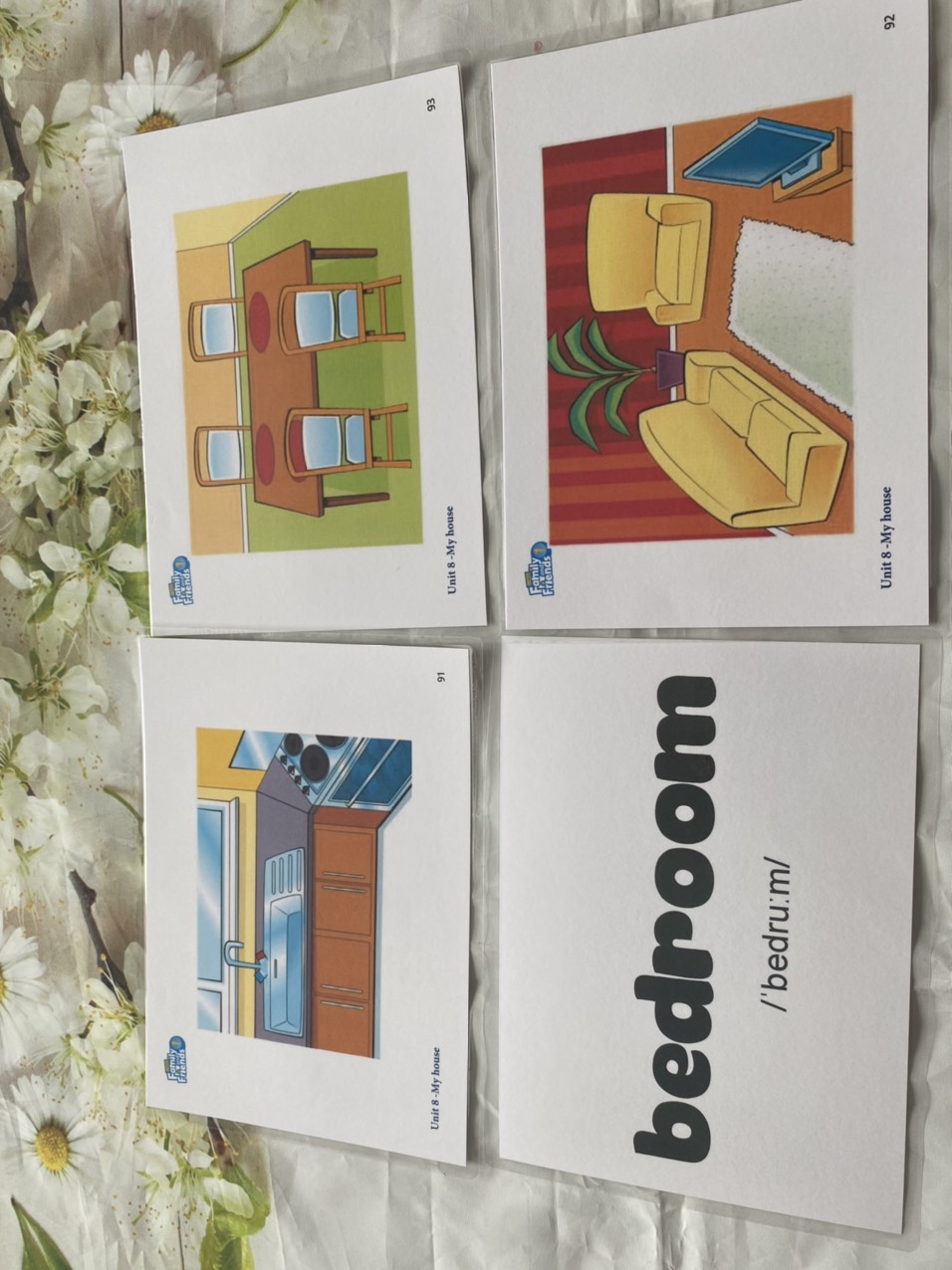 Flashcard Tiếng Anh dành cho giáo trình Family and Friends 1 phiên bản 2 ( Kích thước A5- thiết kế 2 mặt - ép plastics bền đẹp )