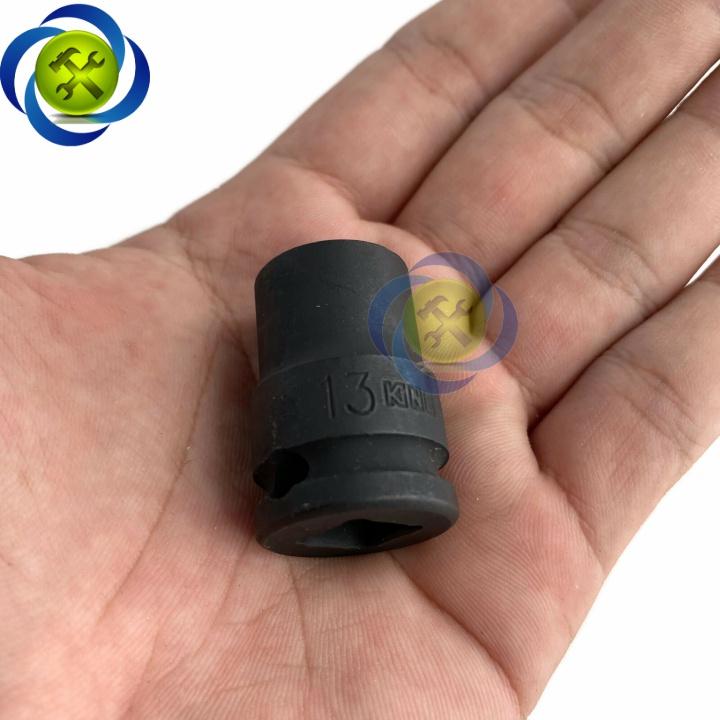 Tuýp 13mm 3/8 Kingtony 353513M loại ngắn 6 cạnh màu đen