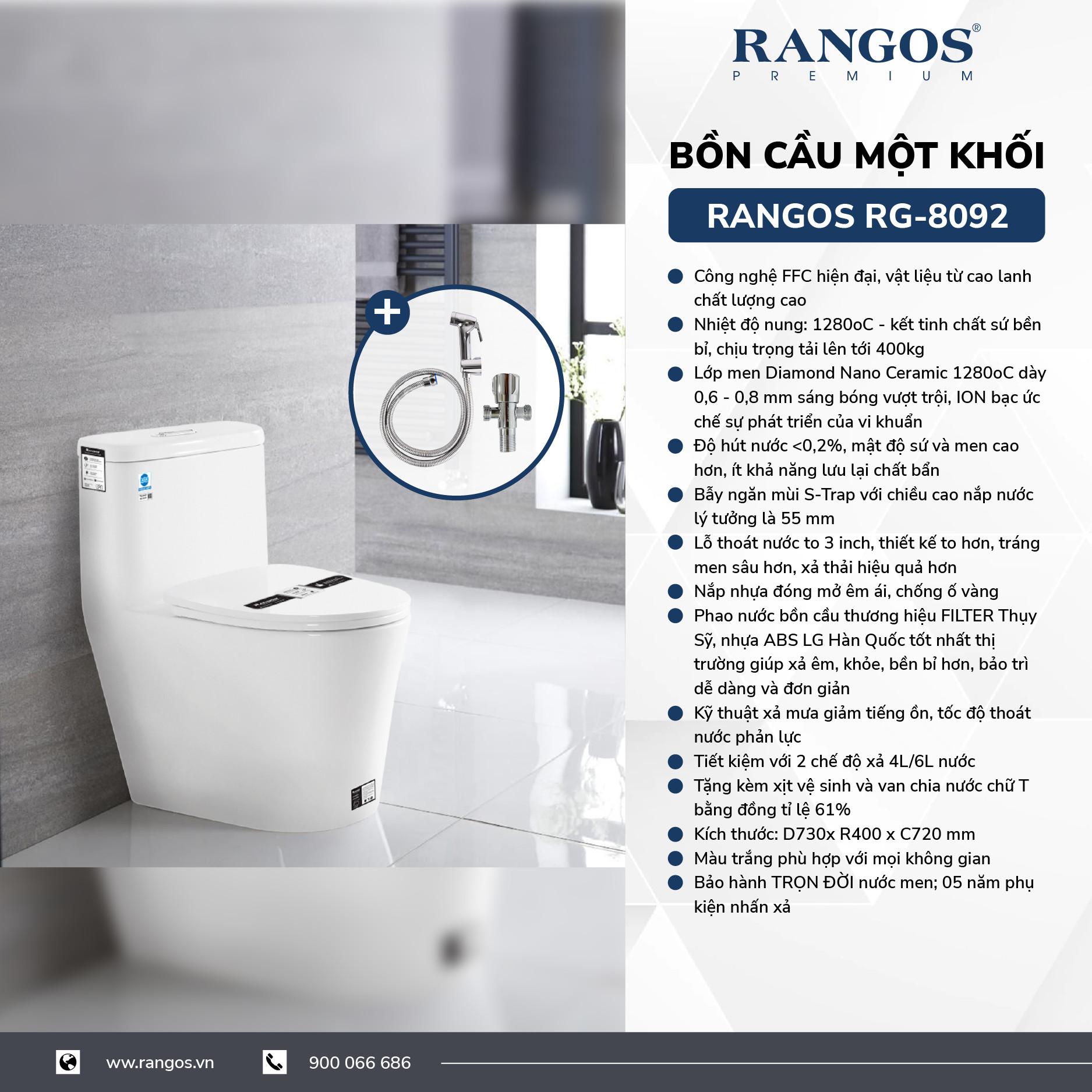 BỒN CẦU MỘT KHỐI RANGOS RG-8092