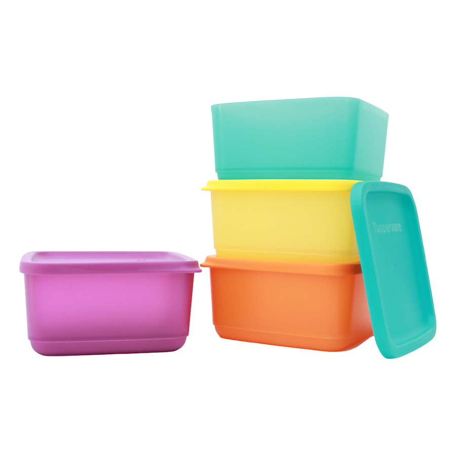 Bộ Hộp Tupperware Medium Square Round 4 Hộp - Hàng Chính Hãng