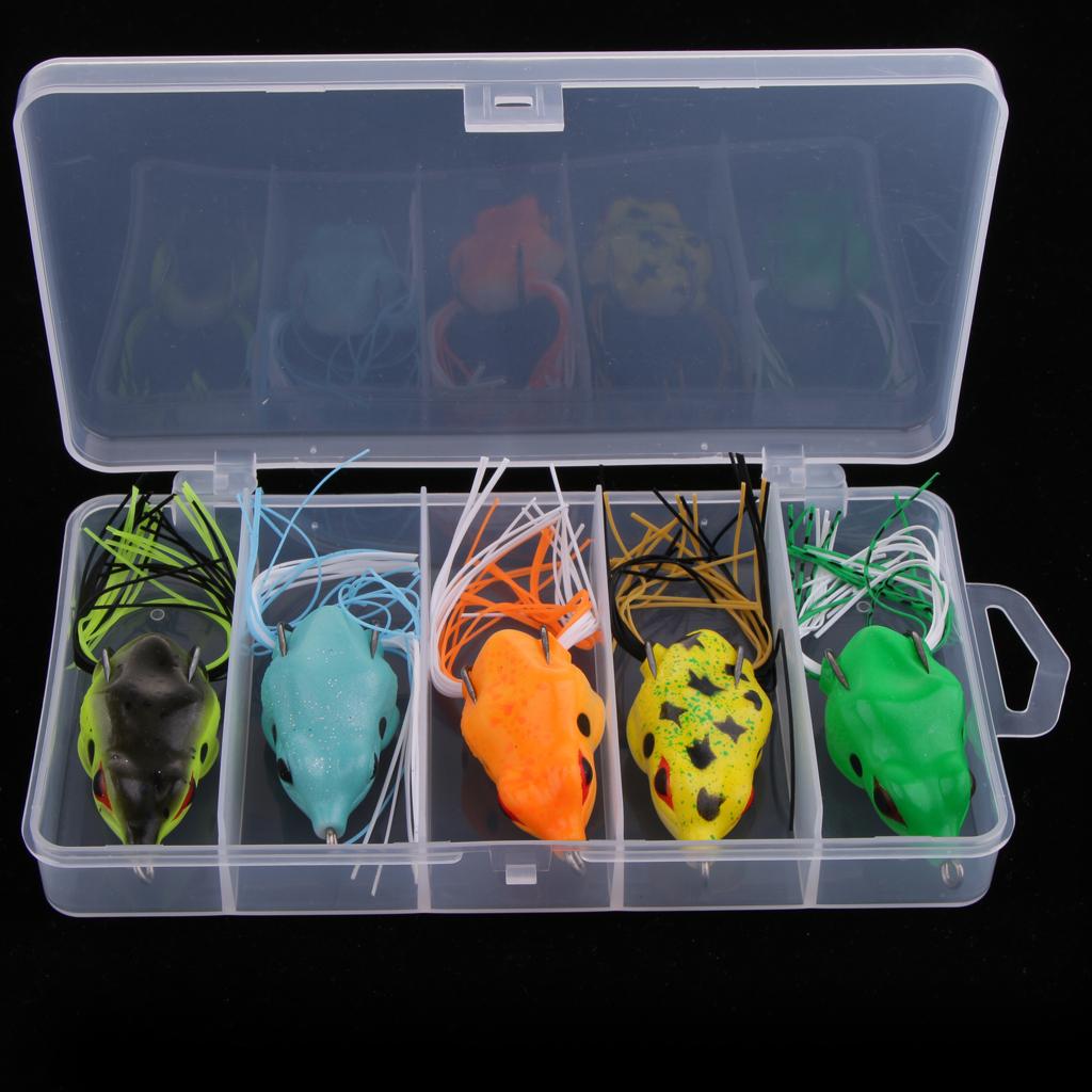 5pcs Soft Frog Fishing Lure Bass Snakehead Bait for Jigging Casting Tackle