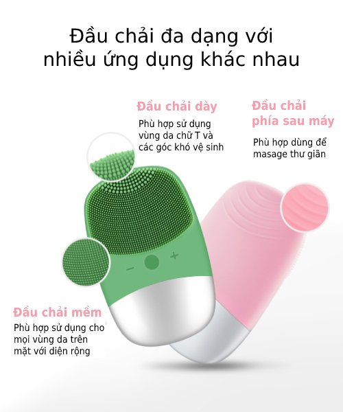 Máy rửa mặt Kết hợp điện di kháng nước IPX7 100% Silicone cao cấp - InFace Plus