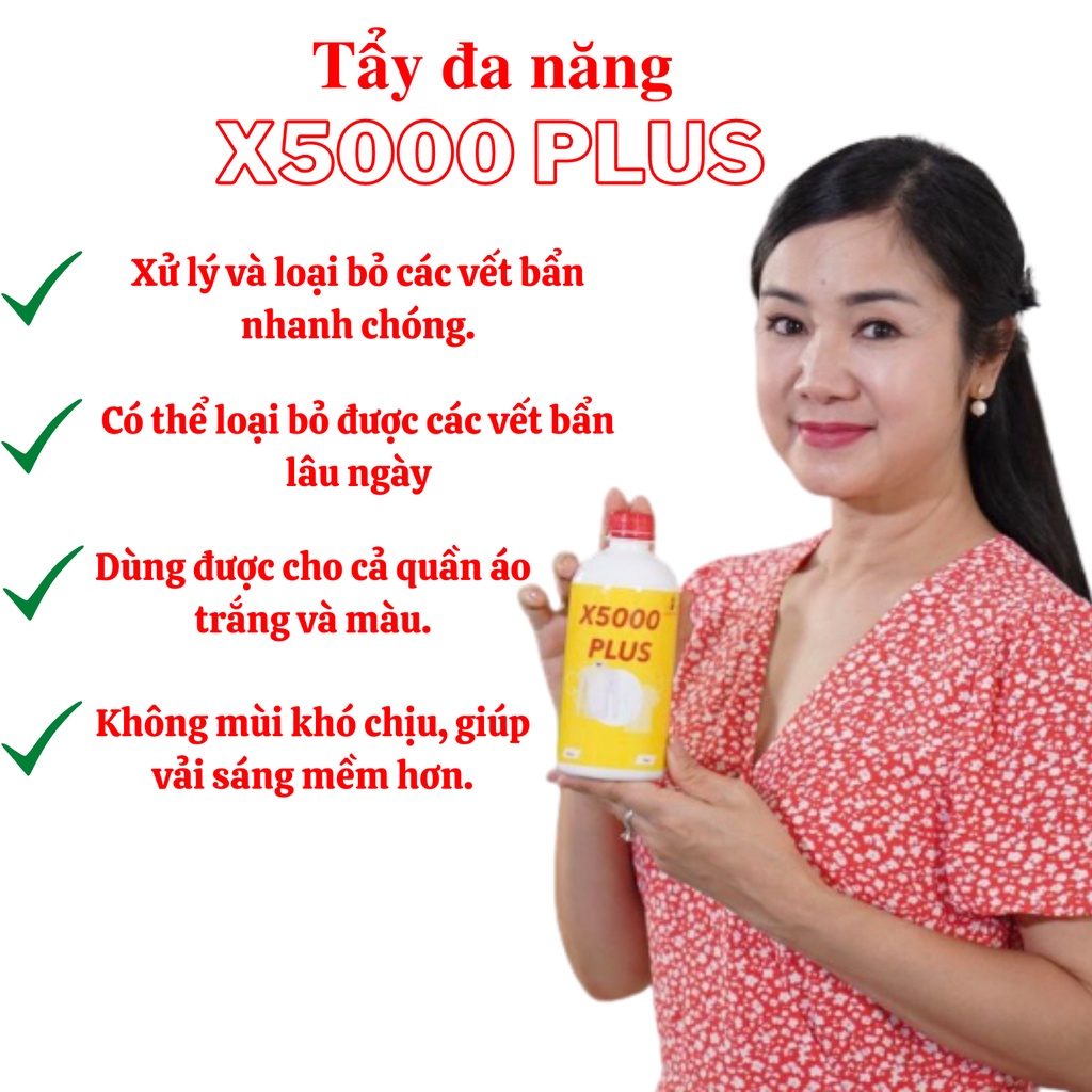 COMBO  NƯỚC TẨY ĐA NĂNG X5000 PLUS - ĐÁNH BAY VẾT BẨN CỨNG ĐẦU, TẨY Ố VÀNG, TẨY MỐC, GỈ SÉT, CAFE.... KO PHAI MÀU