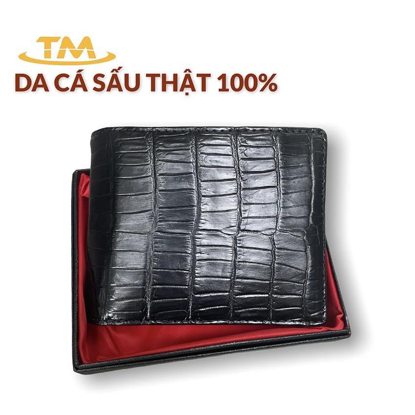 Bóp Da Cá Sấu Ví Nam Cá Sấu Phần Bụng Cao Cấp Giá Rẻ Màu Đen ST25 Full Hộp