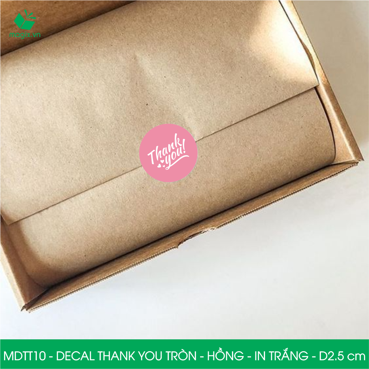 MDTT10 - D2.5cm - 1000 Sticker Thank you, decal Thank you tròn dán hộp carton, tem cám ơn, nhãn dán cảm ơn trang trí gói hàng