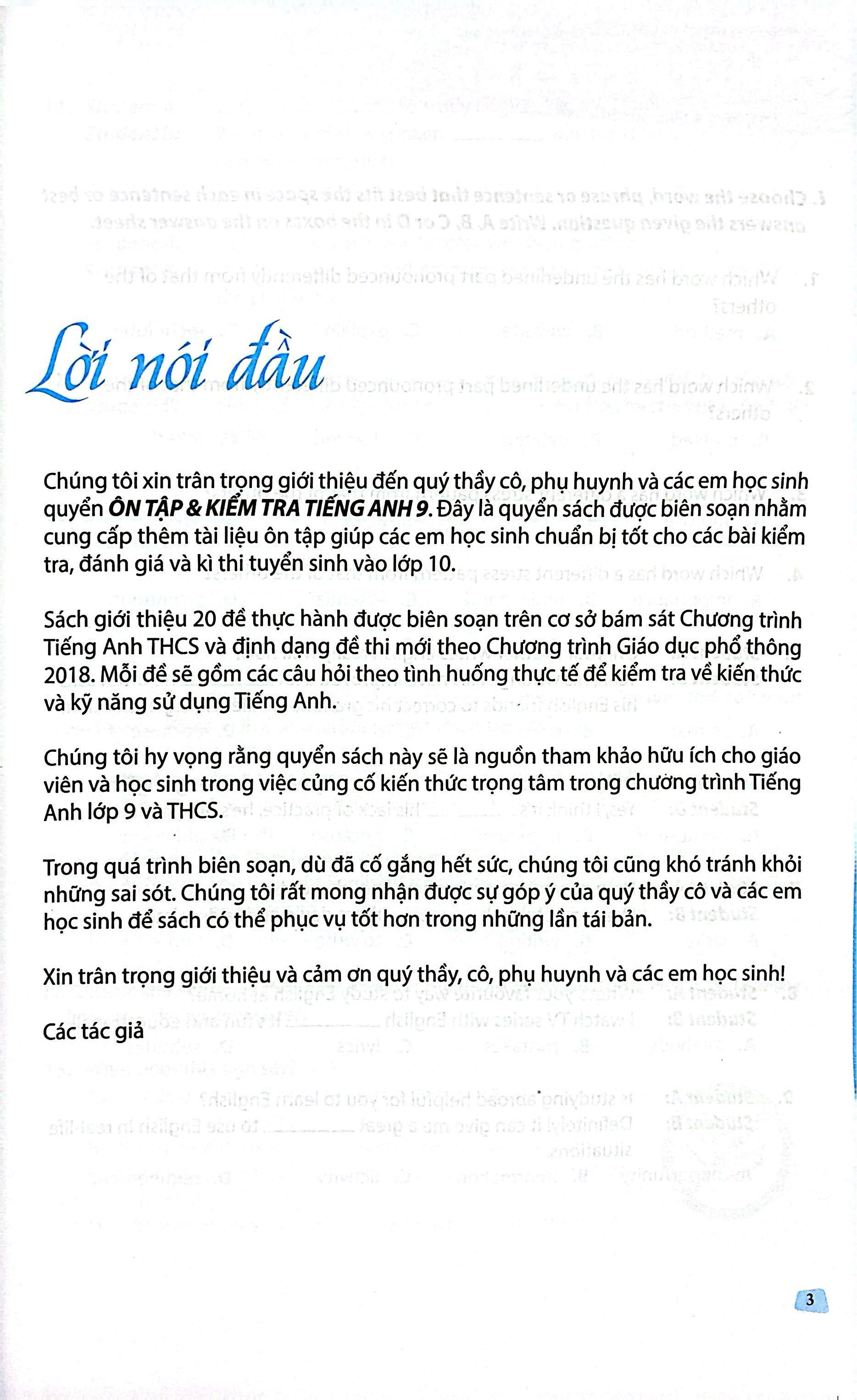 Sách - Ôn Tập Và Kiểm Tra Tiếng Anh 9