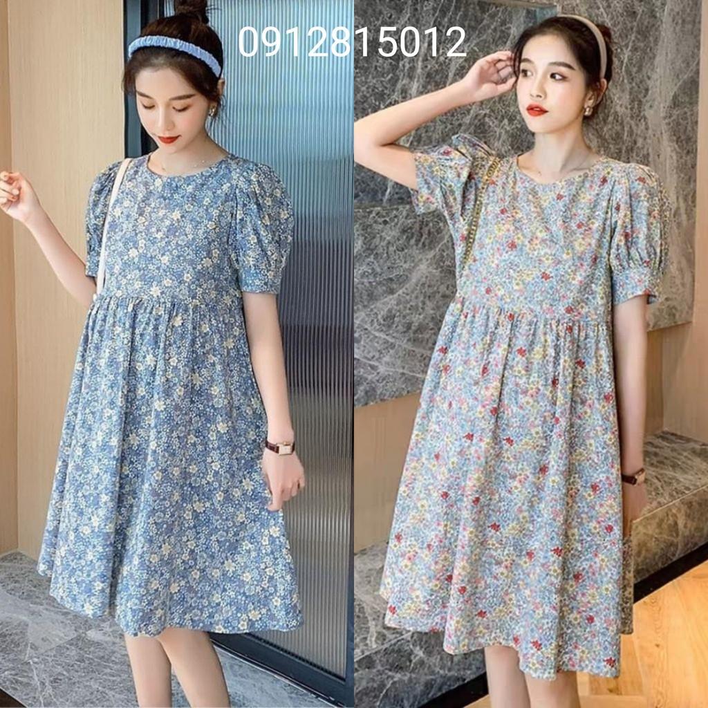 Váy bầu cao cấp chất đũi Hàn siêu mát thiết kế sang chảnh không nhănFree size 43~70kg