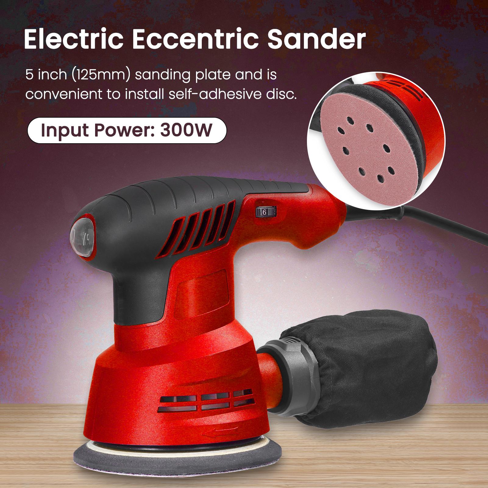 300W Máy Chà Nhám Lập Dị Điện Cầm Tay Tấm Chà Nhám 5 Inch 125Mm Máy Đánh Bóng Điện Chế Biến Gỗ Nội Thất Máy Đánh Bóng Ô Tô Có Hộp Đựng Bụi 6 Tốc Độ Điều Chỉnh