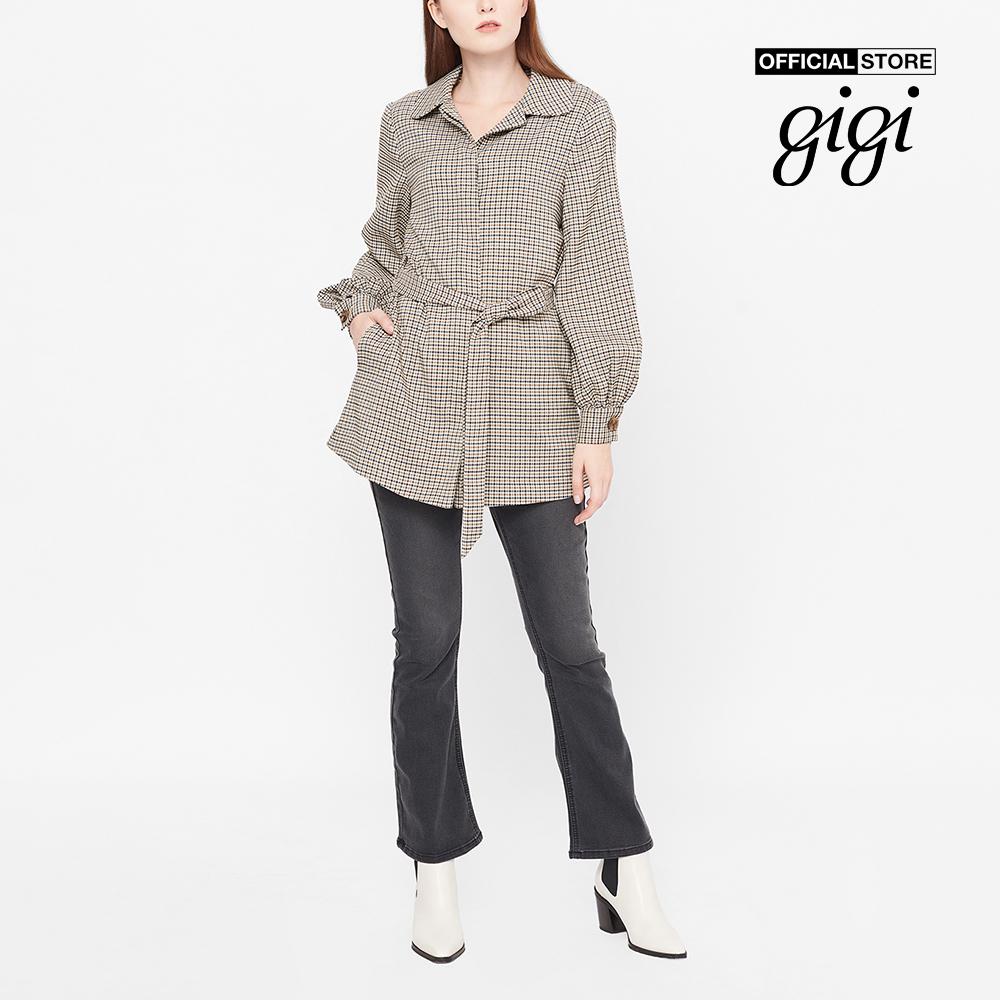 GIGI - Áo khoác nữ cổ bẻ tay dài phối thắt lưng Checked G1603202616J