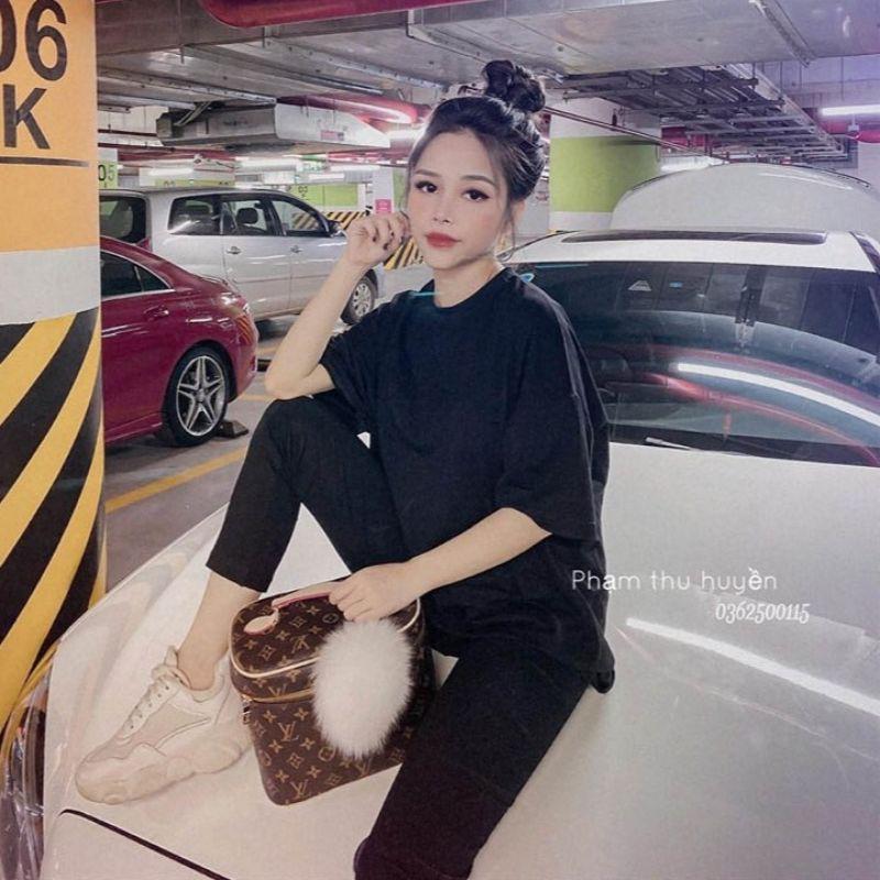 Sét bộ thể thao dài áo form rộng phối chữ nổi HÀNG QUẢNG CHÂU