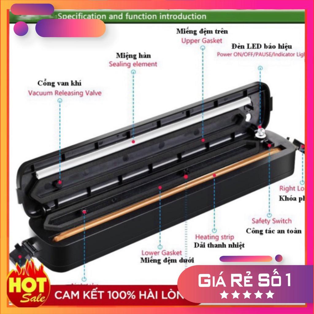 Máy Hút Chân Không Thực Phẩm Kèm Hàn Miệng Túi Vacuum Sealer ( tặng 10 túi hút ) BBZ Store