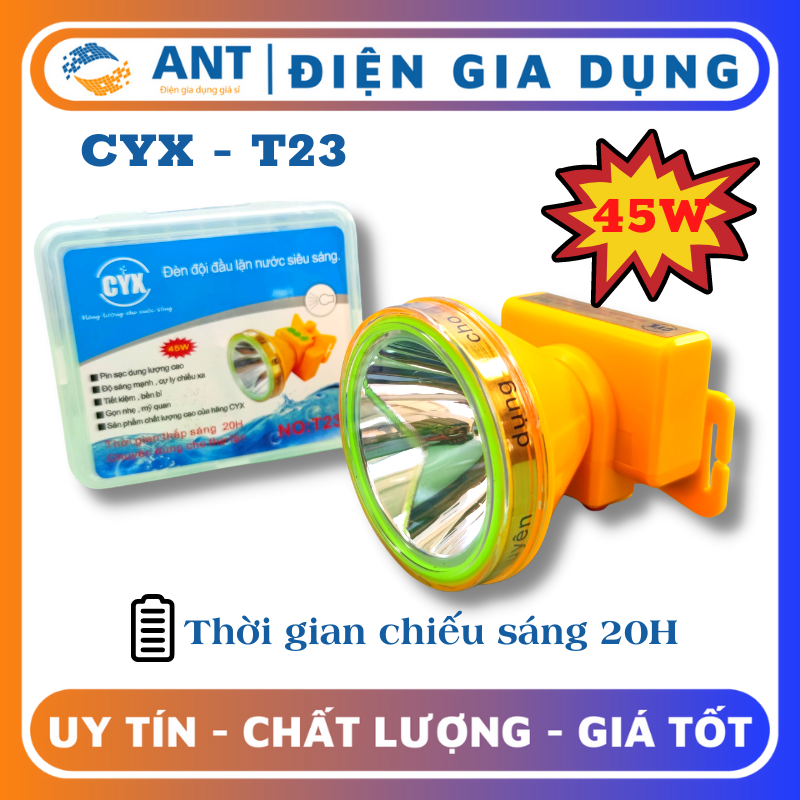 Đèn đội đầu chống nước siêu sáng , công suất 45w, thấp sáng trên 20h , CYX - T23