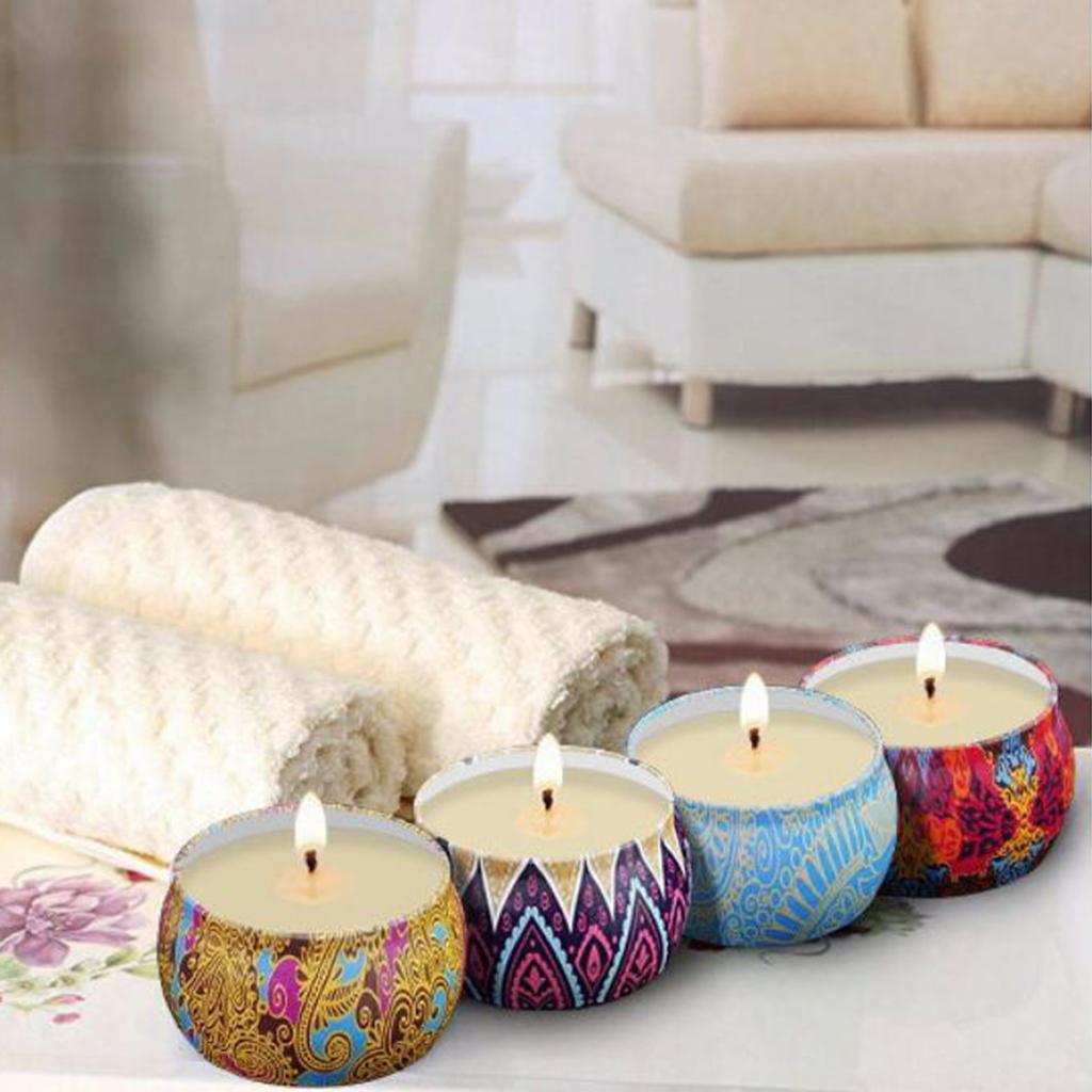 8 Pieces Scented Candles , Soy Wax Portable Travel Tins Candle with Essential Oils, for Aromatherapy