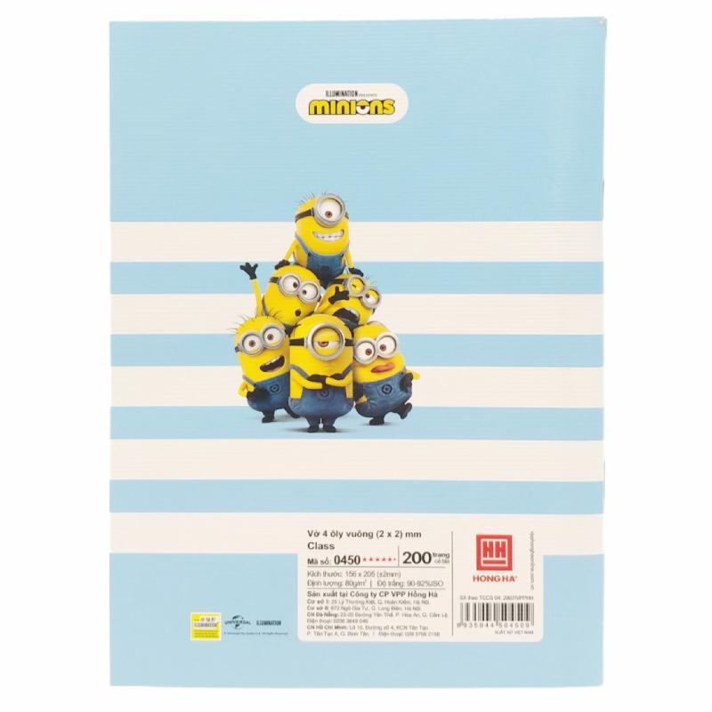 Tập Class Minions Line - 4 Ô Ly - 200 Trang 80gsm - Hồng Hà 0450 (Mẫu Bìa Giao Ngẫu Nhiên)