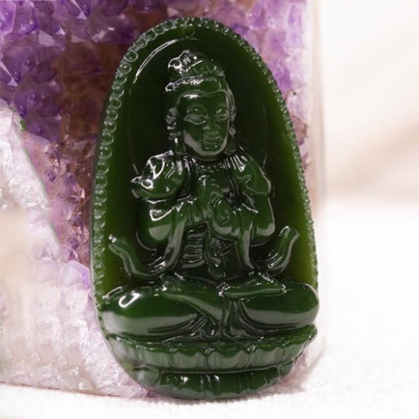 Mặt Dây Chuyền Như Lai Đại Nhật Ngọc Bích - Phật Bản Mệnh VIETGEMSTONES Cho Người Tuổi Mùi, Thân