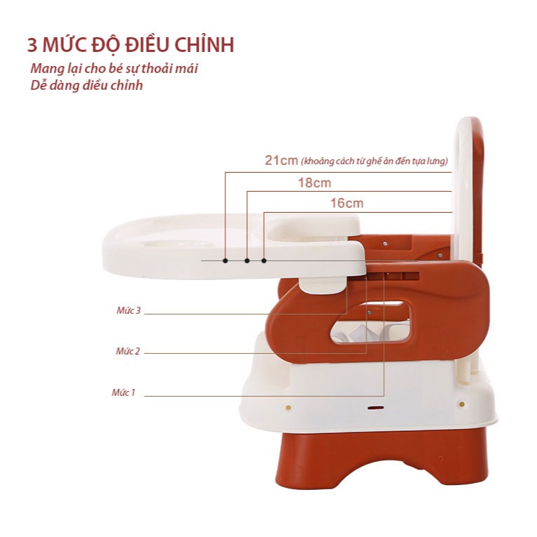 Ghế Ăn Dặm Cho Bé Nubie Hàng Cao Cấp Có Bánh Xe Và Điều Chỉnh Chiều Cao Dễ Dàng-Hàng Chính Hãng