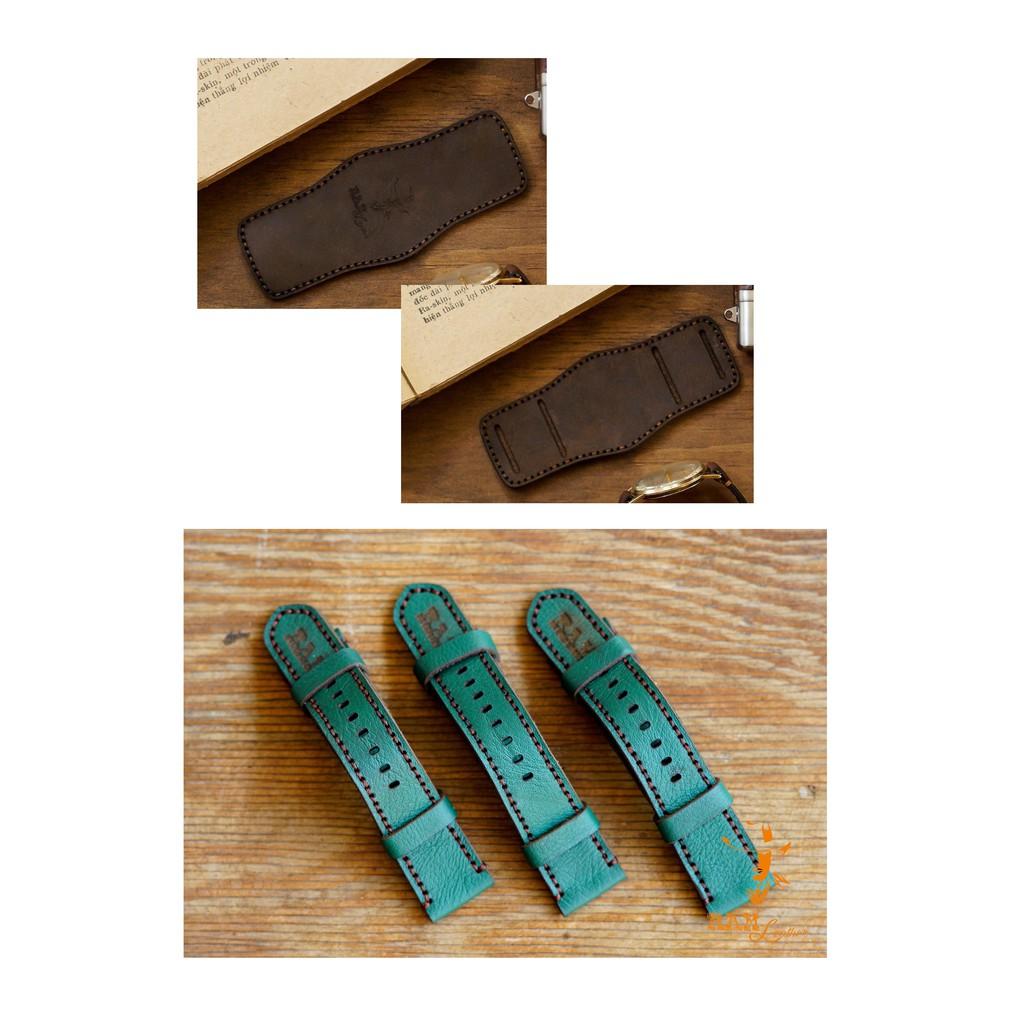 COMBO dây đồng hồ Bundstrap RAM B2 và dòng RAM Green   Da bò xanh lục