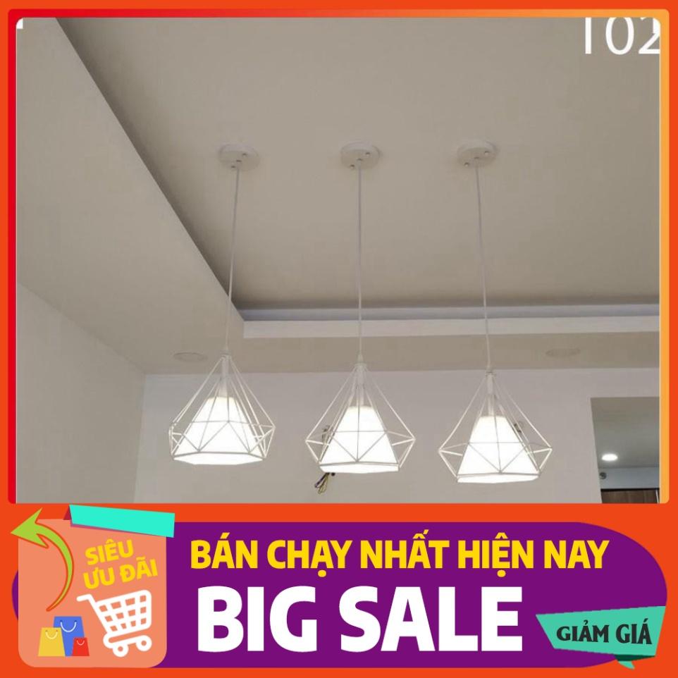 Đèn thả đơn kim cương trắng khung sắt sơn tĩnh điện phi 250-T02