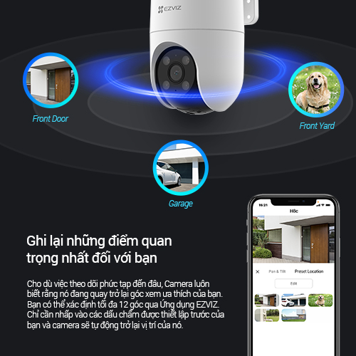 Camera Wi-fi EZVIZ H8C 2MP Ngoài Trời, Quay Quét 360 Độ, Đàm Thoại 2 Chiều, Ghi Hình Màu Ban Đêm- Hàng Chính Hãng