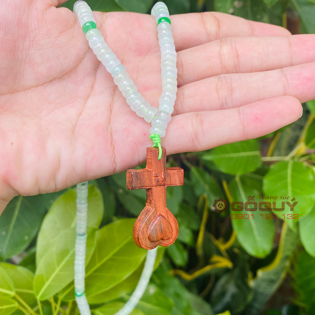 Dây đeo Thiên Tâm Đạo gỗ trắc dây đá ngọc Jadeite