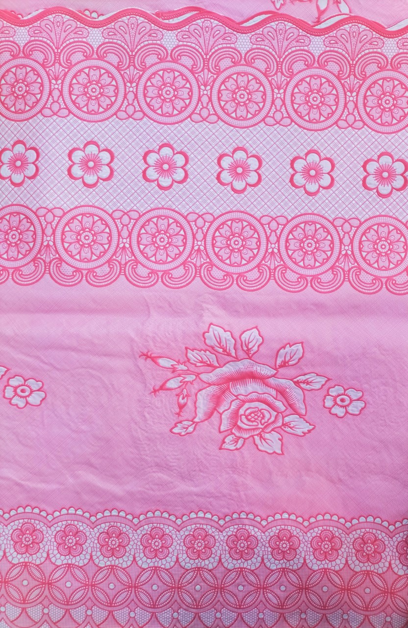Khăn trải bàn PAULEE - 856B hoa văn hồng - không thấm nước