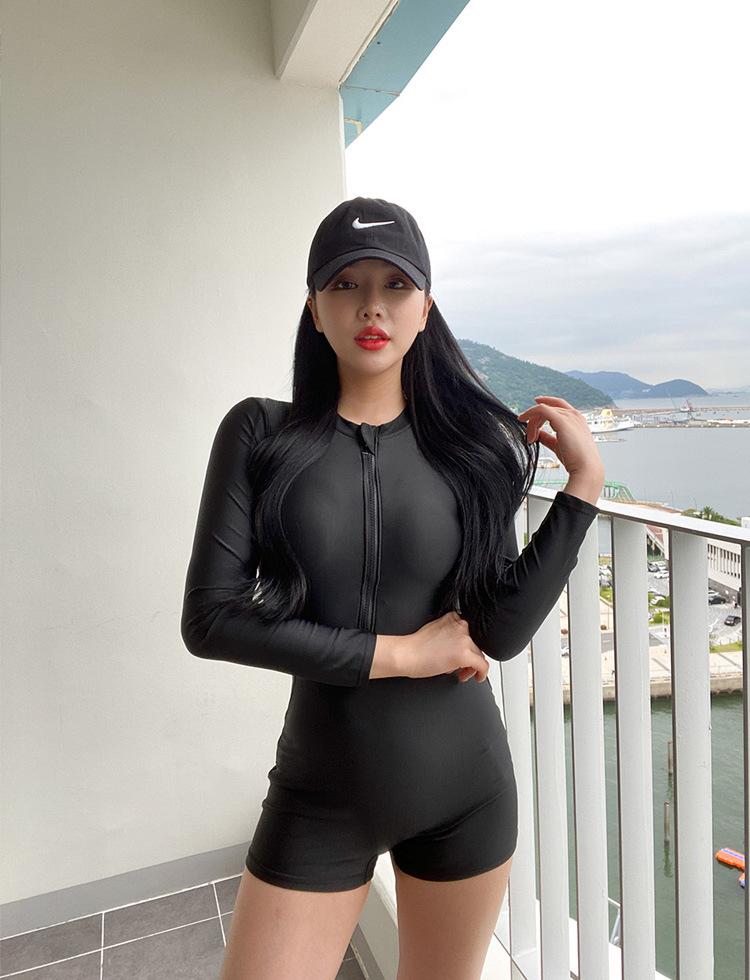 Đồ bơi nữ bikini 1 mảnh kín đáo dài tay bikini liền mảnh quần đùi trong chống nắng áo tắm LM010