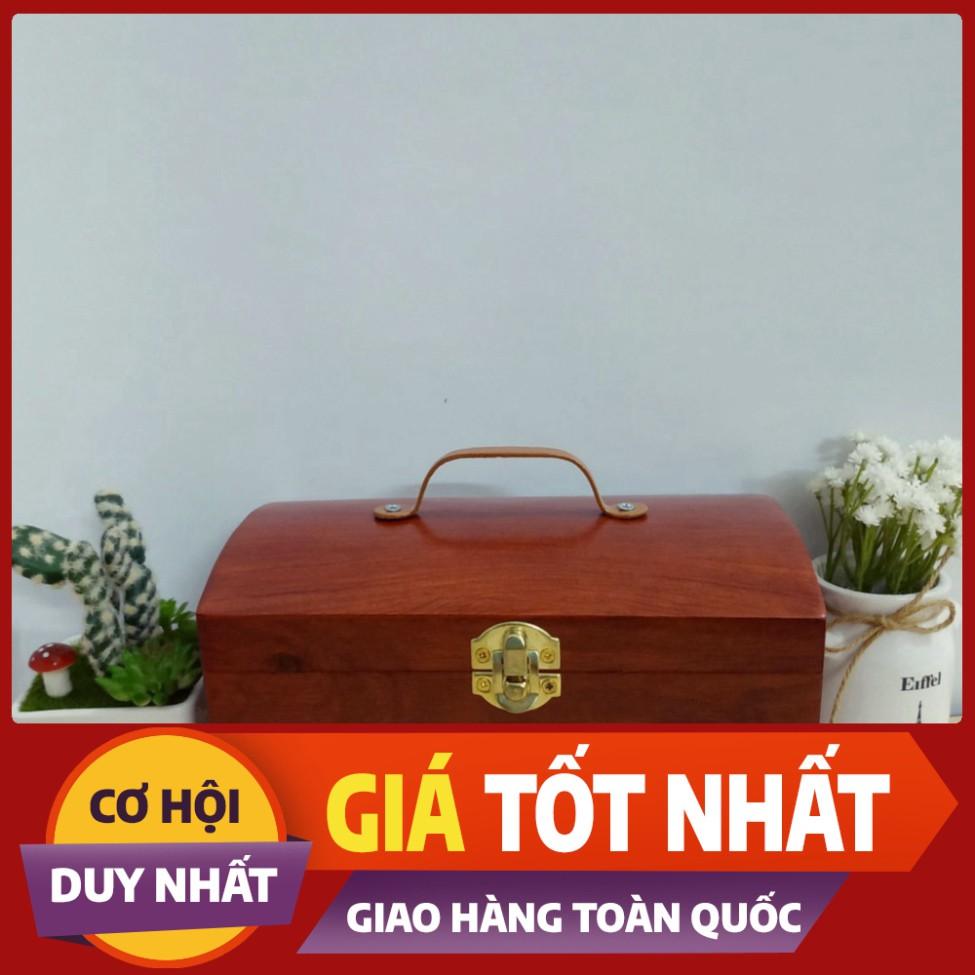 ) Hộp đựng con dấu, trang sức bằng gỗ nắp đồng cực đẹp