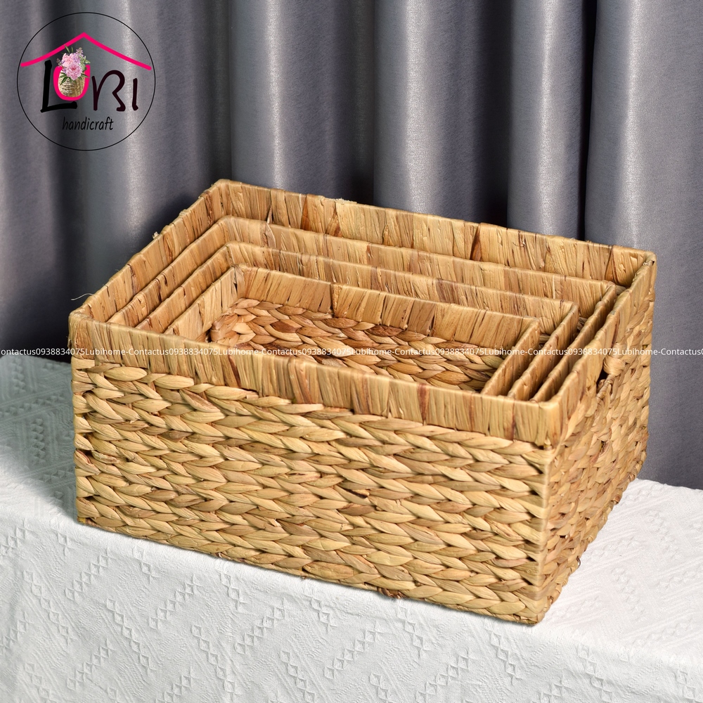 Lubihandicraft - Sọt đựng đồ đan lục bình miệng bo đôi - đơn giản, xinh xắn