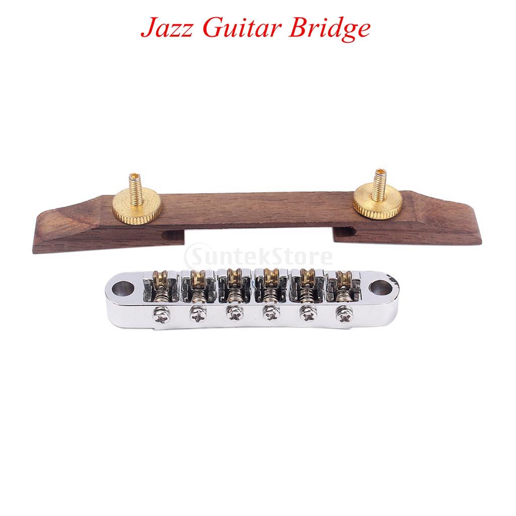 Adjustable Metal Rosewood Bridge with Roller Saddles for Archtop Jazz Guitar
