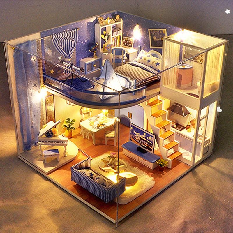 Mô hình nhà DIY Doll House Dream Starry Kèm Mica Chống bụi