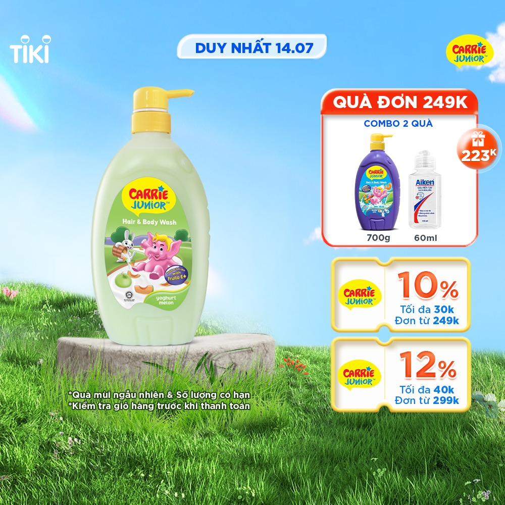 Sữa Tắm Gội Cho Bé Carrie Junior Yoghurt Hương Melon 700g