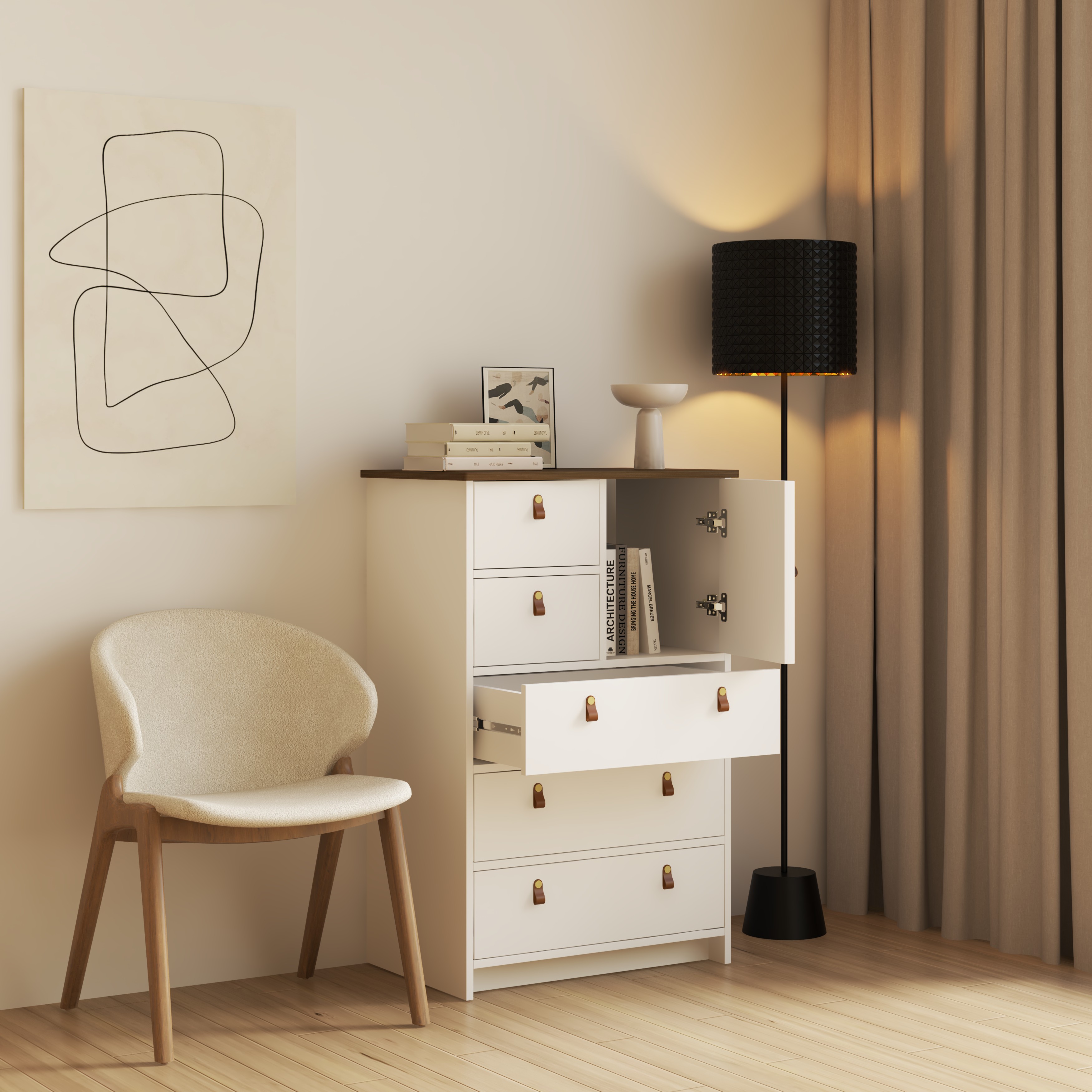 [Happy Home Furniture] NOMIA , Tủ lưu trữ 5 ngăn kéo , 70cm x 45cm x 108cm ( DxRxC), THK_064