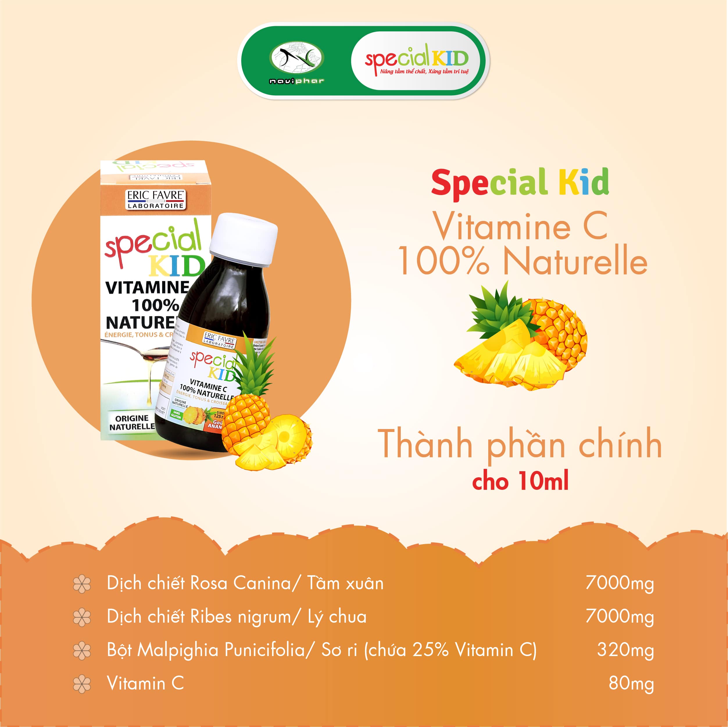 TPBVSK Special Kid Vitamine C 100% Naturelle - Siro bổ sung Vitamine C hữu cơ tự nhiên, tăng cường sức đề kháng (125ml) [Nhập khẩu Pháp]