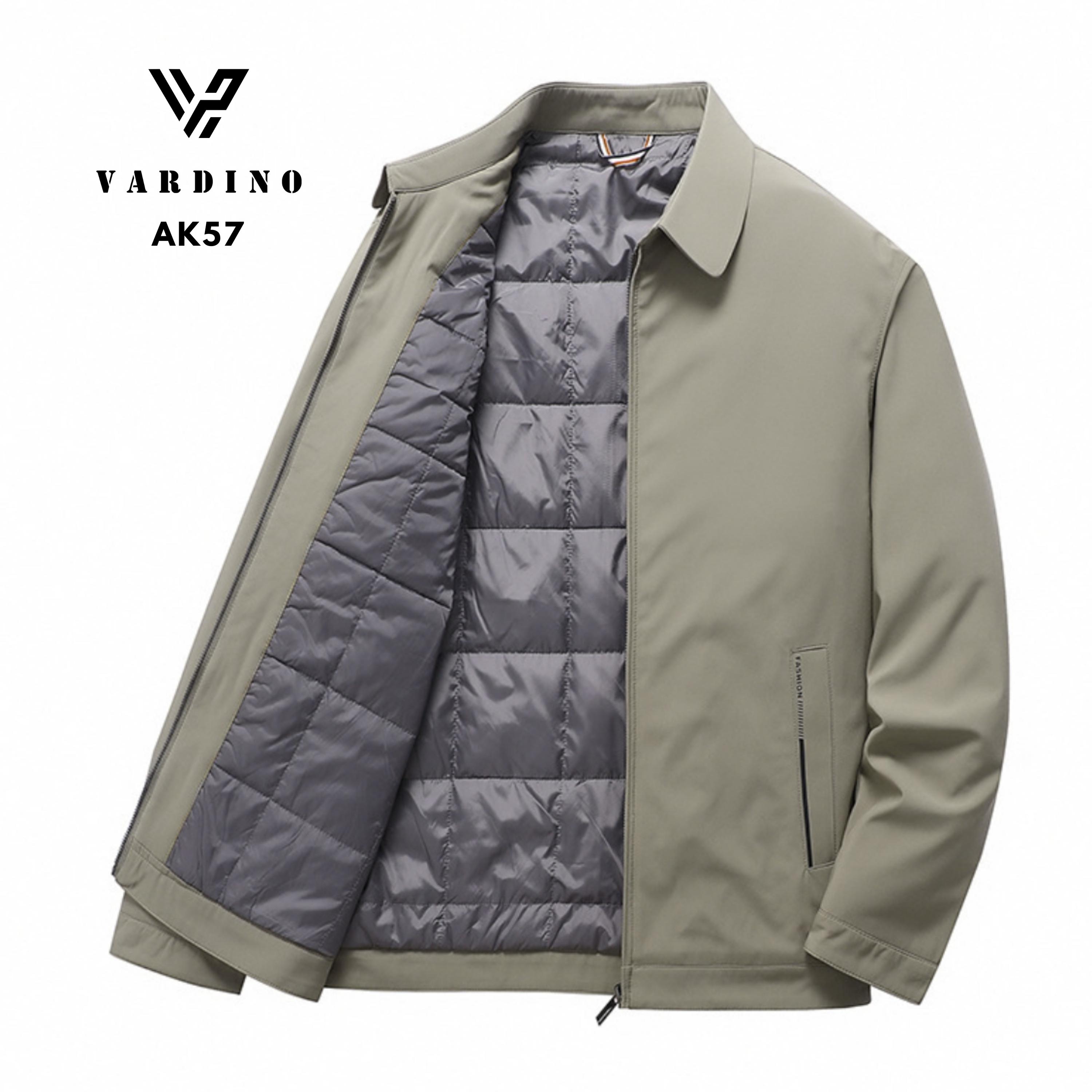 Áo khoác trung niên nam có lót phao VARDINO cực ấm vải nhẹ cao cấp có 2 túi trong dáng suông và séc chống kẹt AK56, AK57