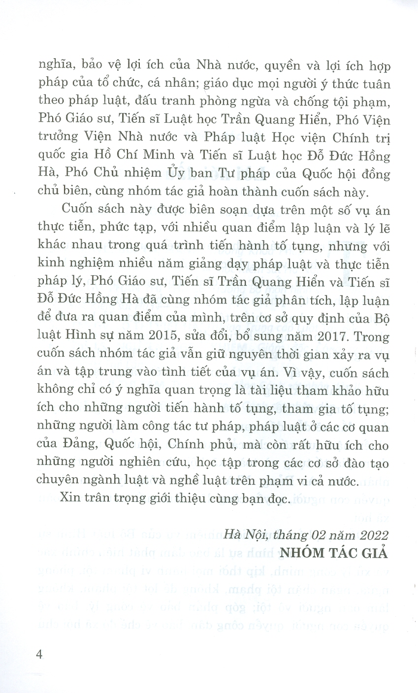 Bình Luận Án Hình Sự Phức Tạp, Có Nhiều Quan Điểm Khác Nhau Trong Quá Trình Tiến Hành Tố Tụng Và Một Số Án Lệ, Quyết Định Giám Đốc Thẩm (Tái bản lần thứ nhất, có sửa đổi, bổ sung) (Sách Chuyên Khảo)