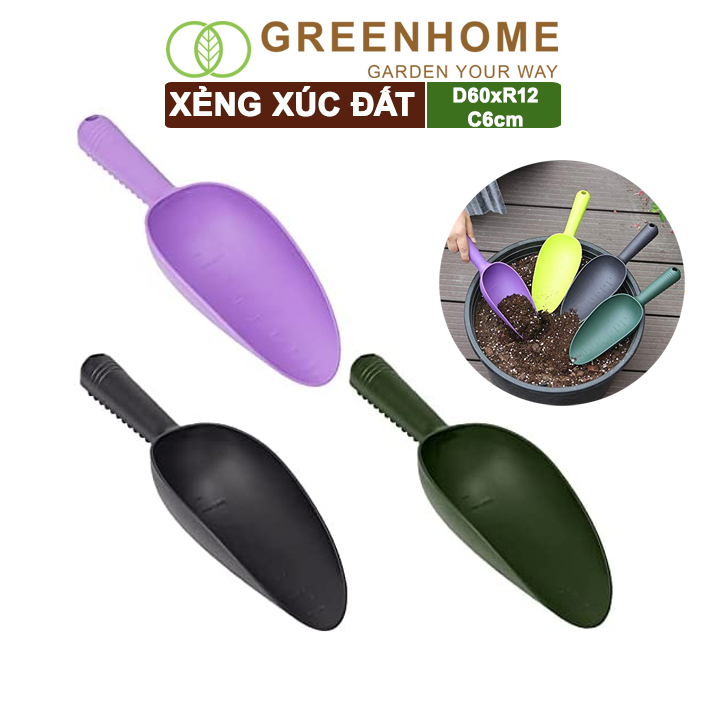 Xẻng Xúc Đất Greenhome, D25cm, Dụng Cụ Làm Vườn ,Chất Liệu Nhựa, Siêu Bền, Dễ Vệ Sinh, Có Chia Vạch Tiện Lợi