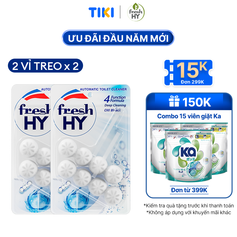 Combo 2 Viên Tẩy Bồn Cầu Fresh HY 350 Lần Xả, Làm Sạch Khuẩn & Ngăn Ngừa Mảng Bám, Khử Mùi Và Lưu Hương Thơm Mát