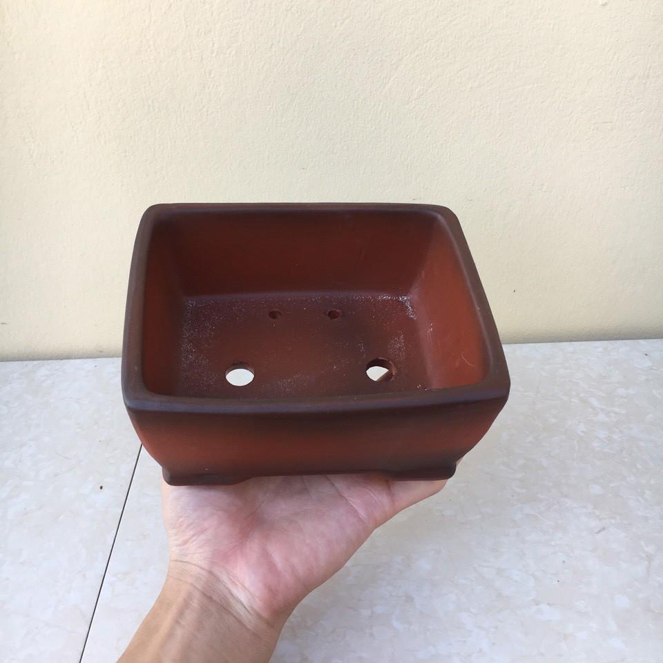 Chậu bonsai Chữ nhật mini đất nung gốm Bát tràng 1 size BM-38