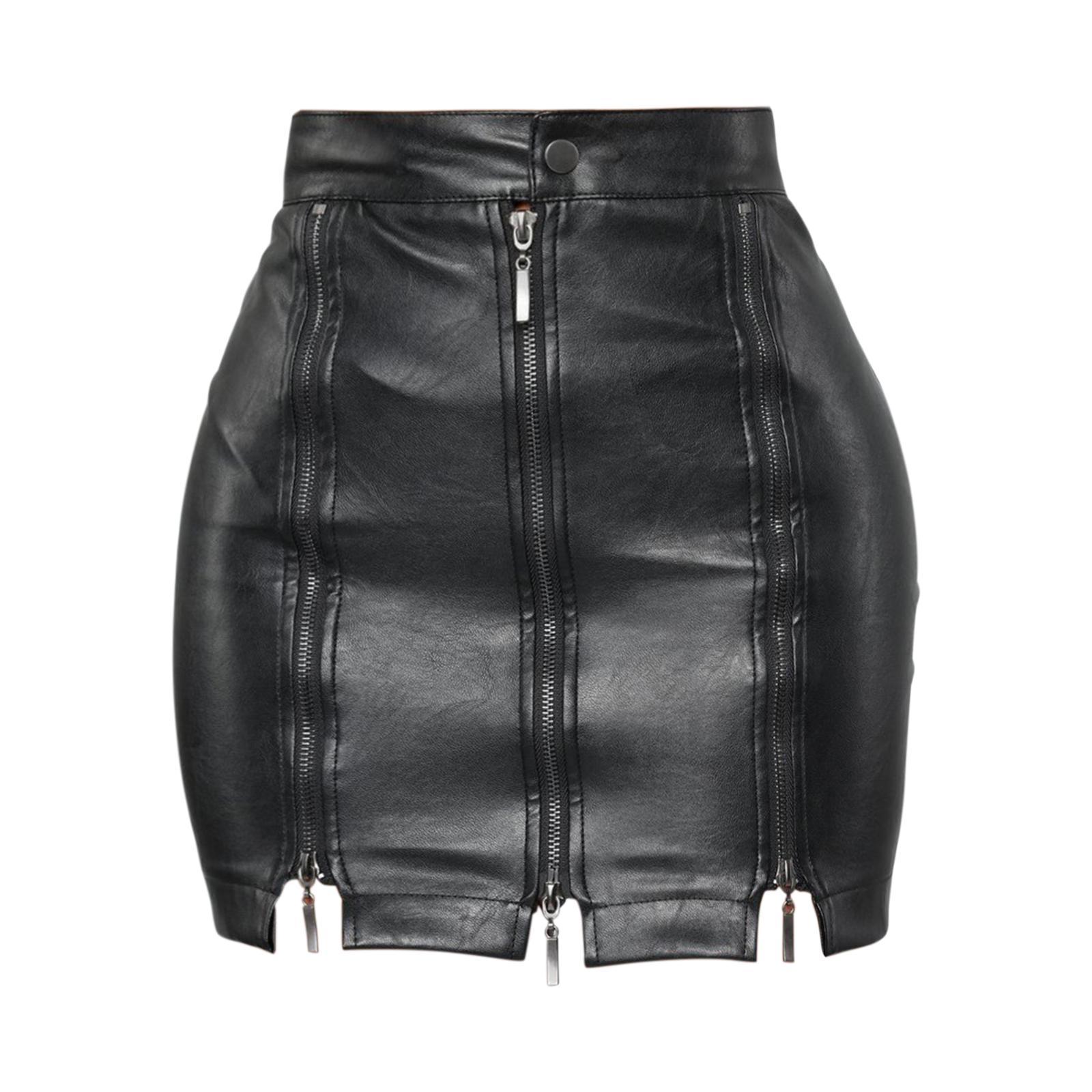 Fashion Women PU Leather Skirt Y2K High Waisted Pencil Skirt above Knee Skirt Mini Short Skirt for Girl Summer, Cocktail