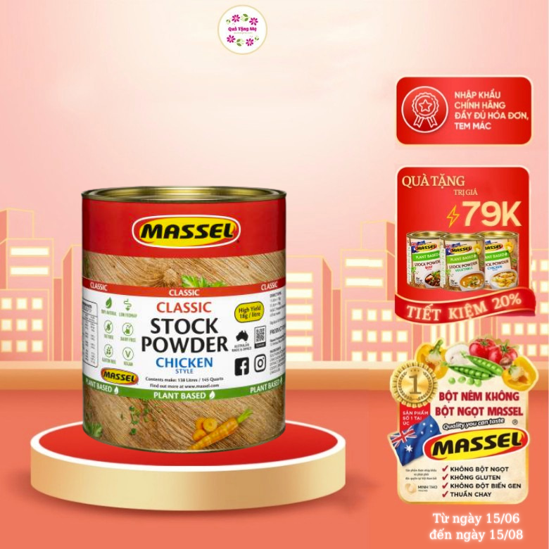 Hạt nêm Massel Classic hương vị Gà 100% không chứa bột ngọt - Nhập khẩu Australia