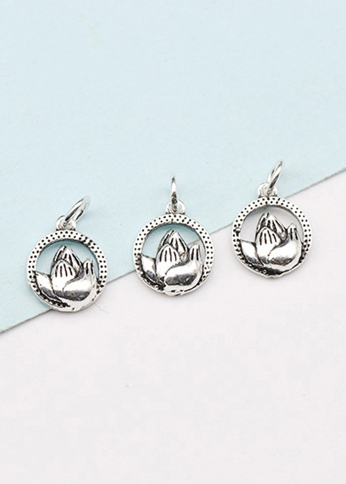 Combo 3 cái charm bạc hình hoa sen nhỏ treo - Ngọc Quý Gemstones
