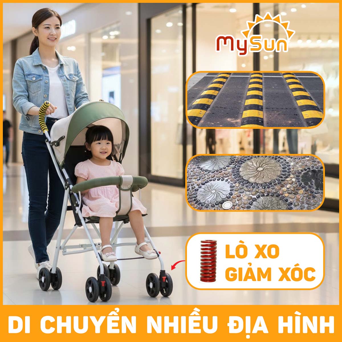 Xe đẩy ngồi du lịch cho em bé 6 tháng 1 2 3 4 tuổi gấp gọn Colorlife MySun