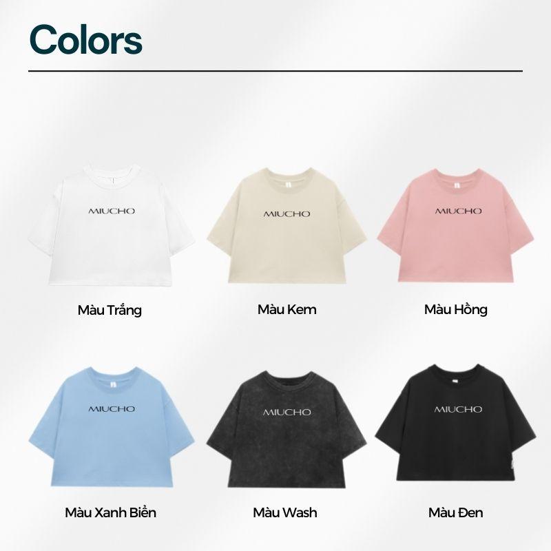 Áo croptop nữ tay ngắn cổ tròn vải thun cotton kiểu hàn quốc CR029 Miucho in hình hoạ tiết