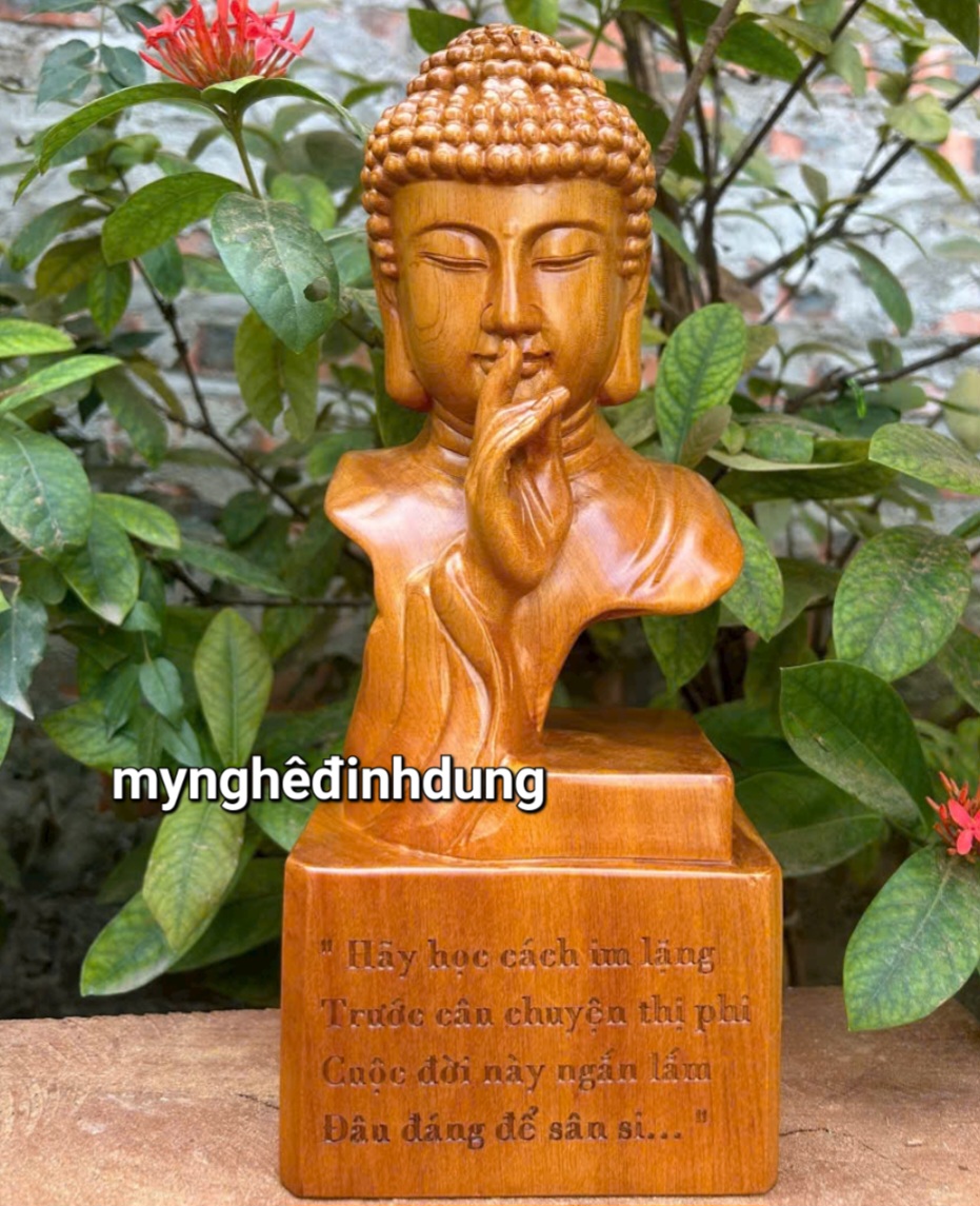 Tượng đức phật adi đà bằng gỗ bách xanh cao 30x12x8cm